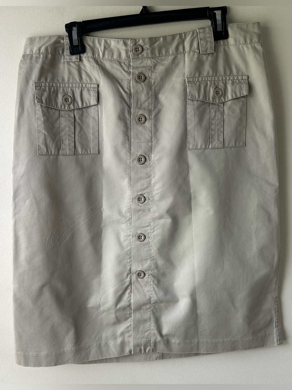 5 FOR $25 | GAP Khakis Modest Midi Straight Skirt Button Front Stone Tan 14